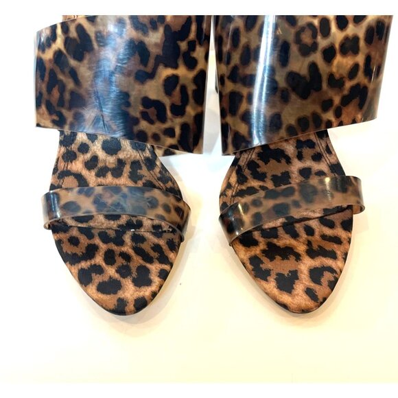 Zara Leopard Print Vinyl Heeled Mules EU 39 US 8.5 Chic & Trendy NWT Stylish Wom - Picture 10 of 16